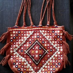 Free People Rust Suede Large Hand Bag.